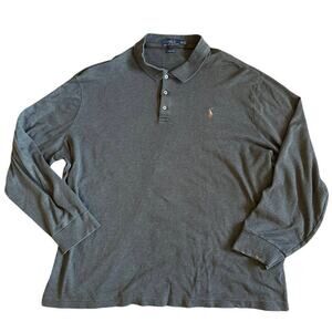 Men’s Polo Ralph Lauren Classic Fit Gray Pony Long Sleeve Shirt Size XXL STAIN